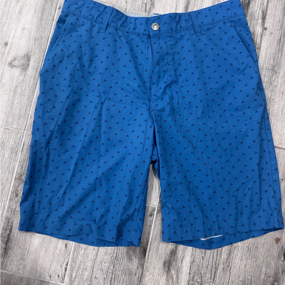 adidas Blue Triangle-Print Flat Front Shorts